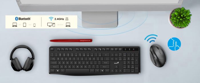 Миша Genius Ergo 8350S, Silent, AI, WL/BT, чорний