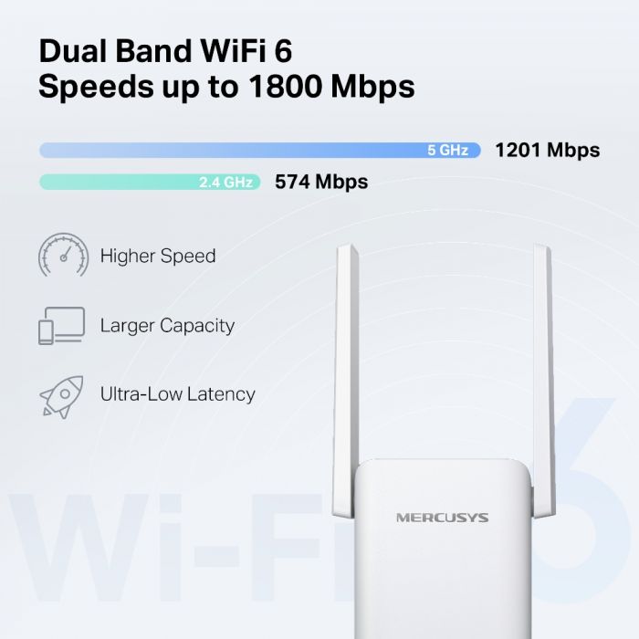 Розширювач покриття WiFi MERCUSYS ME70X AX1800, 1хGE LAN