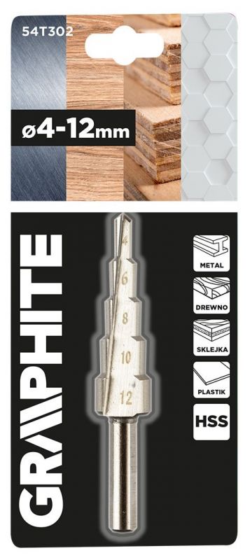 Свердло по металу ступінчасте GRAPHITE HSS 4x12мм