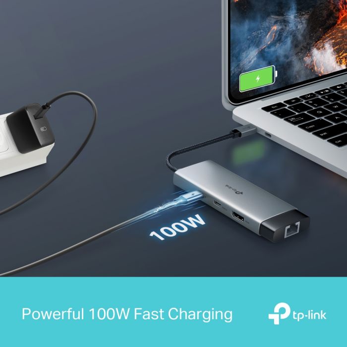 Хаб USB TP-LINK UH6120C USB-A > 2xUSB3.0/1xUSB-C/1xHDMI/1xRJ-45/1xPD 100Wh