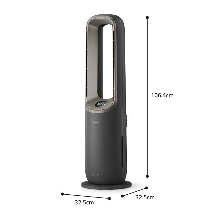 Кліматичний комплекс Philips Air Performer 9000, 48м2, 185м3/год, пулт ДУ, HEPA +вугільний фільтр + попередній, очистка, нагріз, зволоження повітря, сірий