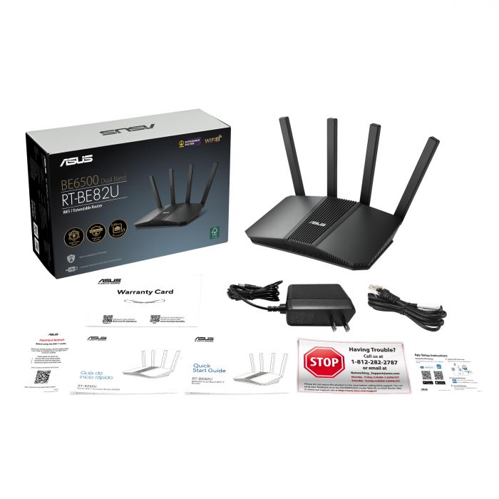 Маршрутизатор ASUS RT-BE82U BE6500 4x2.5GE LAN, 1x2.5GE WAN. 1xUSB3.2, MESH