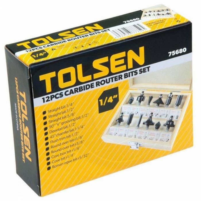 Набір фрез по дереву Tolsen, 1/4”,6-28.6мм, 15шт