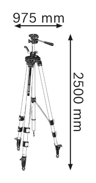 Штатив Bosch BT250 для оптичних нівелірів, 1/4", 97.5-250см, 3.4 кг