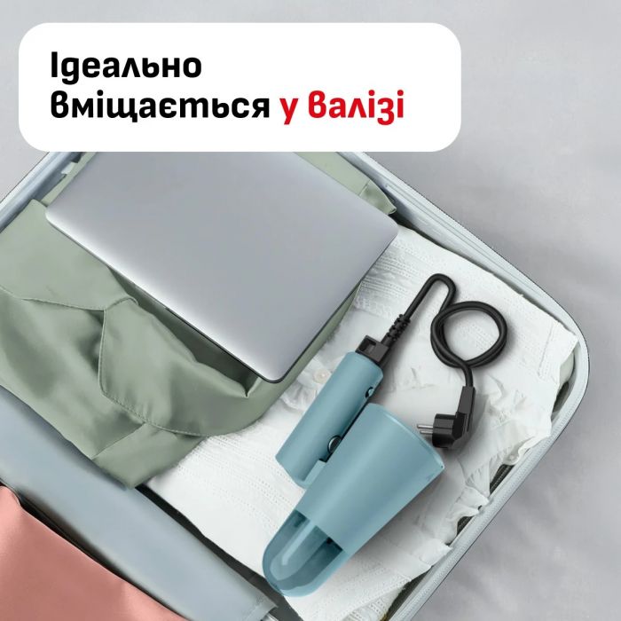 Відпарювач Tefal компактний Origin Travel XL, 1200Вт, 100мл, постійна пара - 20гр, біло/блакитний
