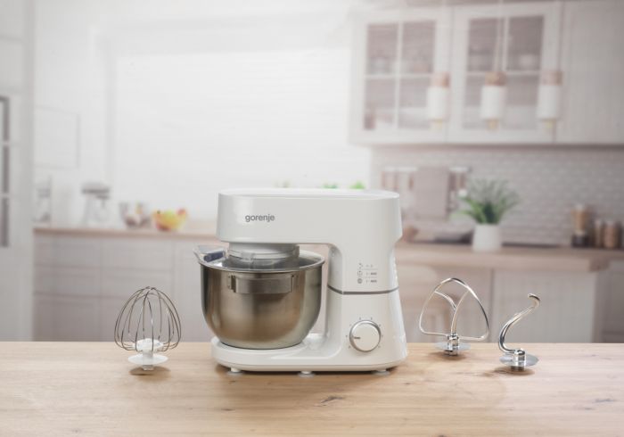 Кухонна машина Gorenje 800Вт, чаша-метал, корпус-метал, насадок-3, білий