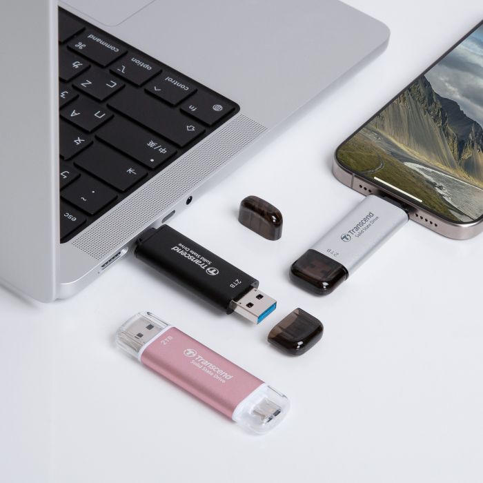 Портативний SSD Transcend 1TB USB 3.1 Gen 2 Type-A + Type-C ESD310 Чорний