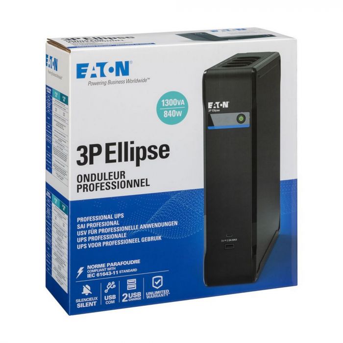Джерело безперебійного живлення Eaton 3P Ellipse 1300VA/840W, 2xUSB charges+USB port, 4+4xSchuko