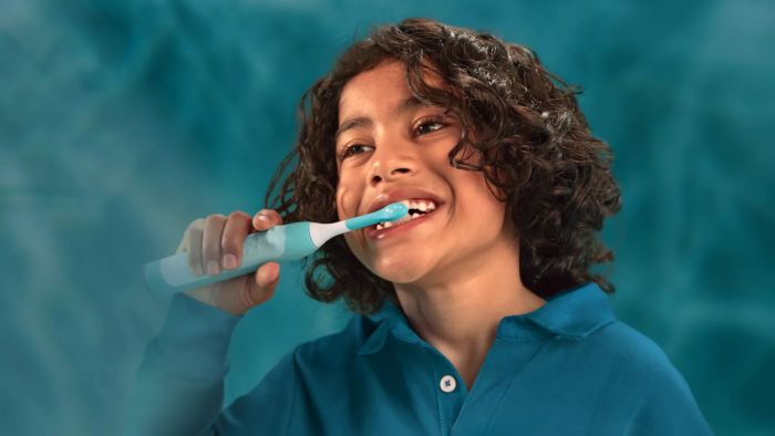 Щітка зубна електр. Philips, Sonicare For Kids Smart, насадок-1, 2 режими, наліпки, блакитний
