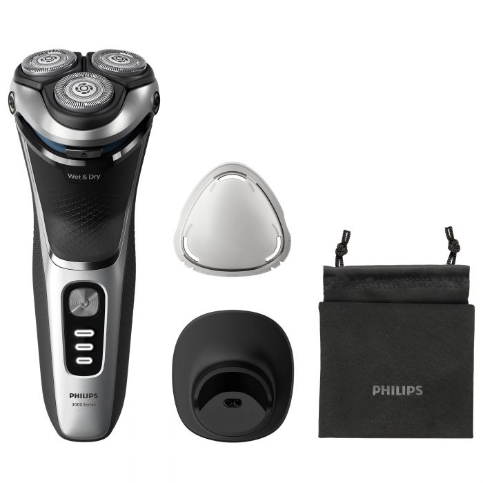 Бритва електр. Philips Series 3000,  бритв.головок-3, Li-Ion, сух.+волог., тример,індикатор заряду, чохол, сірий