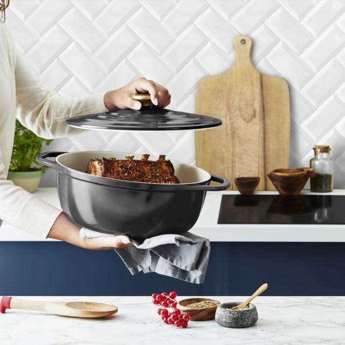Каструля Tefal Air, з кришкою, 5.7л, алюміній, чорний