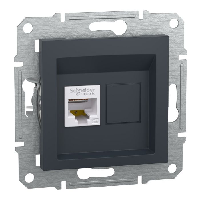 Розетка комп'ютерна RJ45 Schneider Electric, Asfora (антрацит, без рамки)