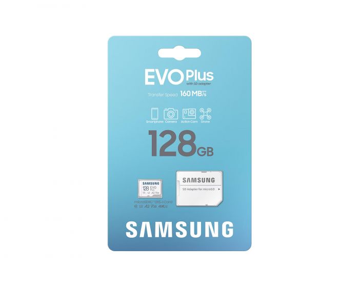 Карта пам'яті Samsung microSD 128GB C10 UHS-I  R130MB/s Evo Plus + SD
