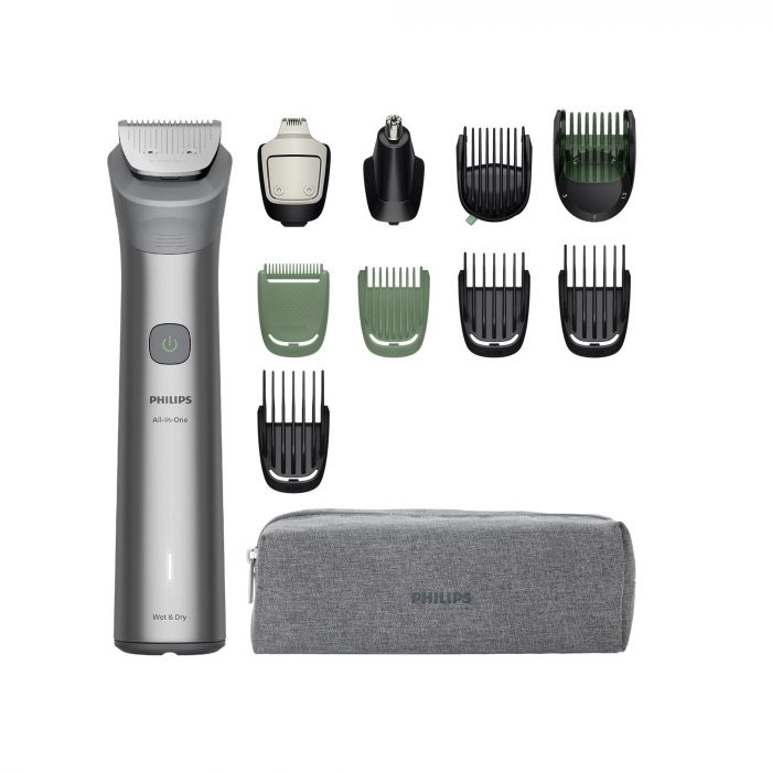 Тример Philips Series 5000, для бороди, голови та тіла, насадок-11, сталь, сірий