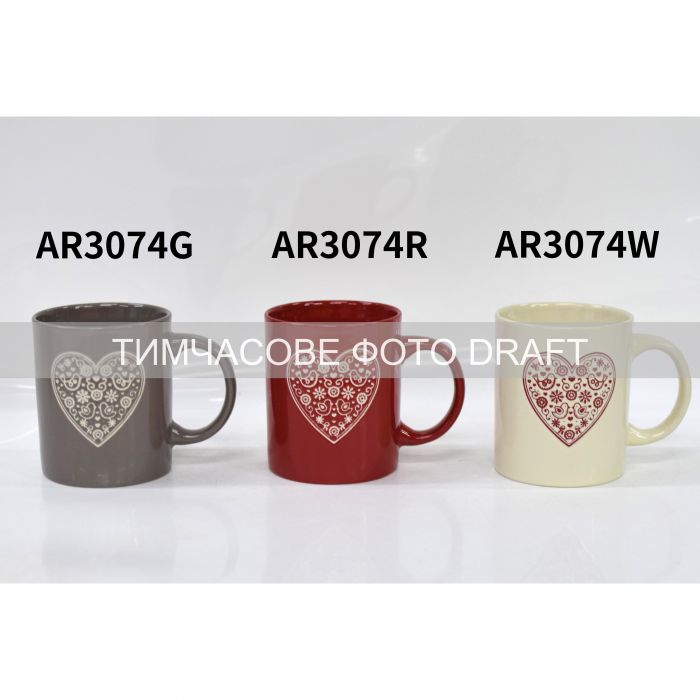 Чашка Ardesto Heart, 320мл, кераміка, червоний