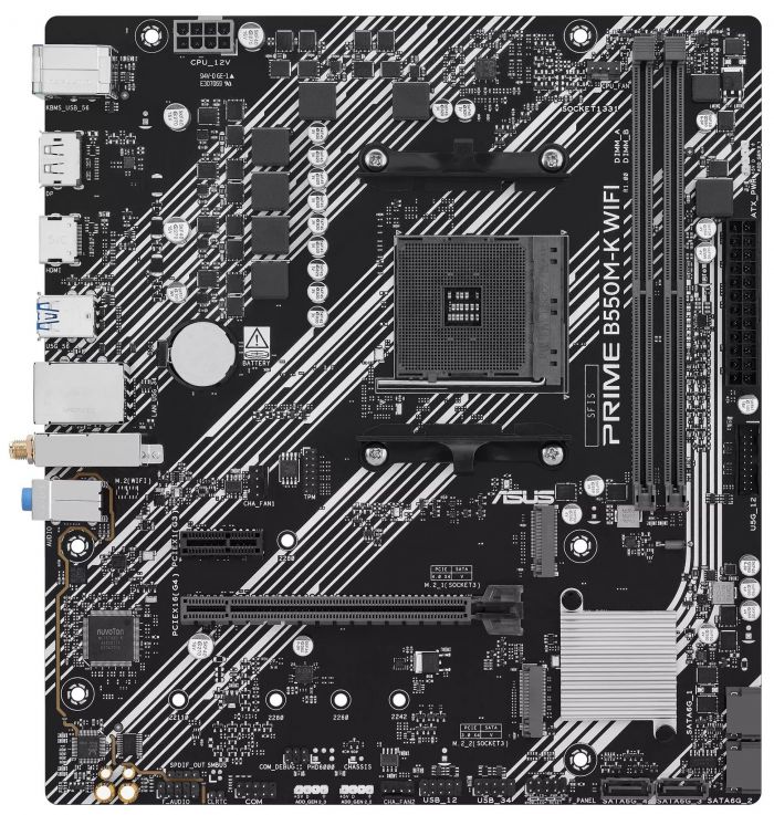 Материнcька плата ASUS PRIME B550M-K WIFI sAM4 B550 4xDDR4 M.2 HDMI DVI D-Sub Wi-Fi BT mATX