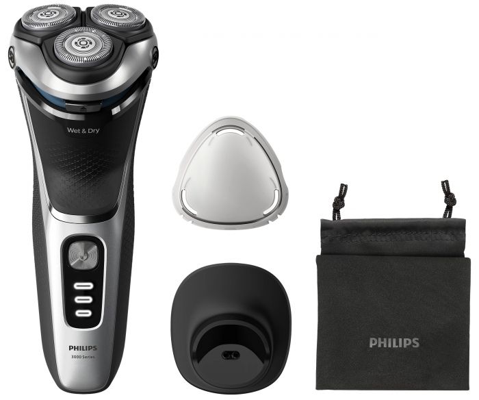 Бритва електр. Philips Series 3000,  бритв.головок-3, Li-Ion, сух.+волог., тример,індикатор заряду, чохол, сірий
