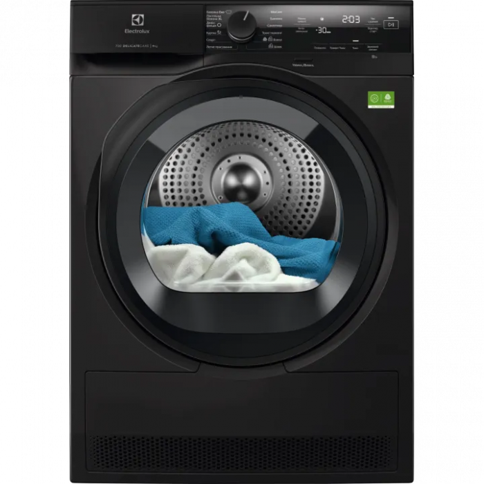 Сушильна машина Electrolux тепловий насос, 9кг, A+++, 64см, дисплей, інвертор, сріблястий темний