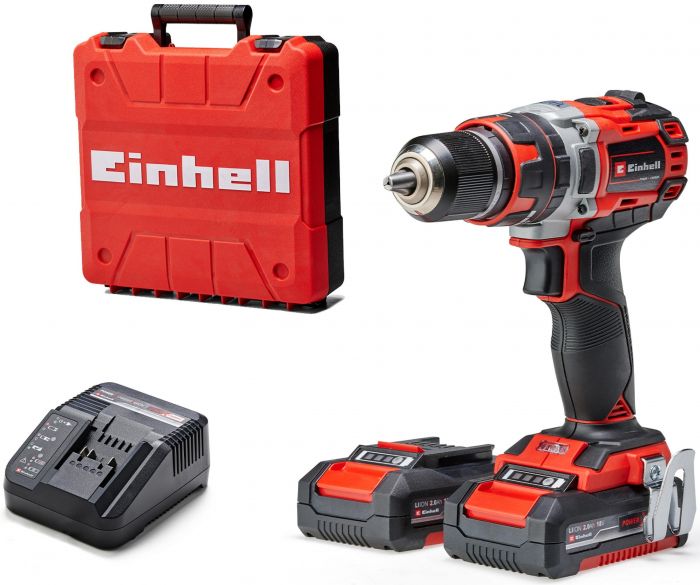 Шурупокрут-дриль ударний акумуляторний Einhell TP-CD 18/50 Li-i BL(2x2Ah), PXC, 18В, акумулятор 2 Аг - 2 шт, безщітковий, 50 Нм, кейс, 2.02 кг