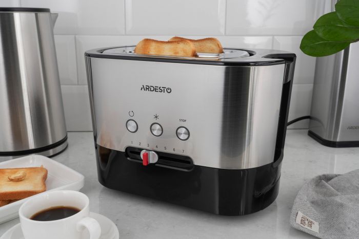 Тостер Ardesto T-K210/1000 Вт/розморожування/підігрівання/ автоовідключення/7ступенів обжарювання/нерж. cталь
